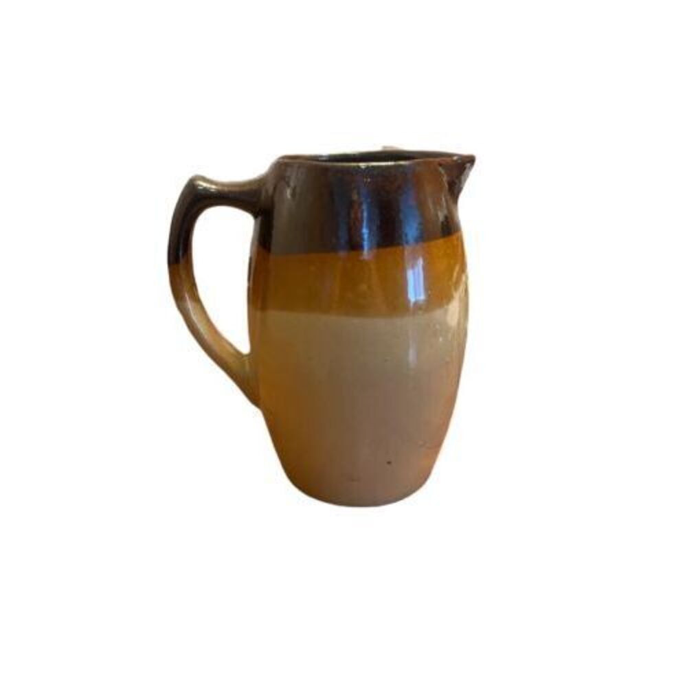 Vintage Stoneware Pitcher Three Tri Tone Brown (7637)